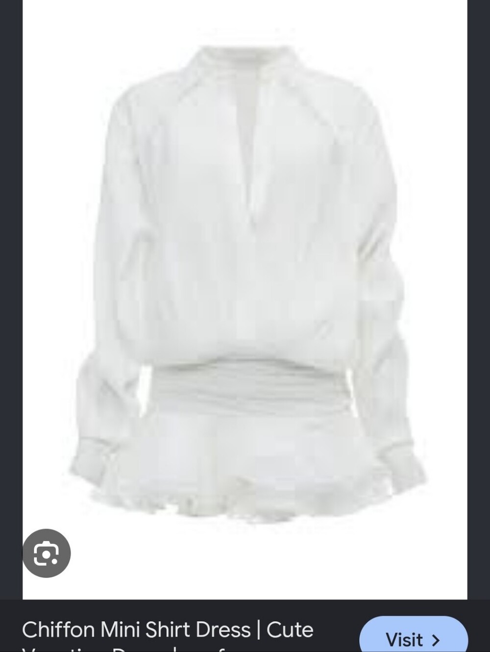 White Chiffon V-Neck Long Sleeve Women Top